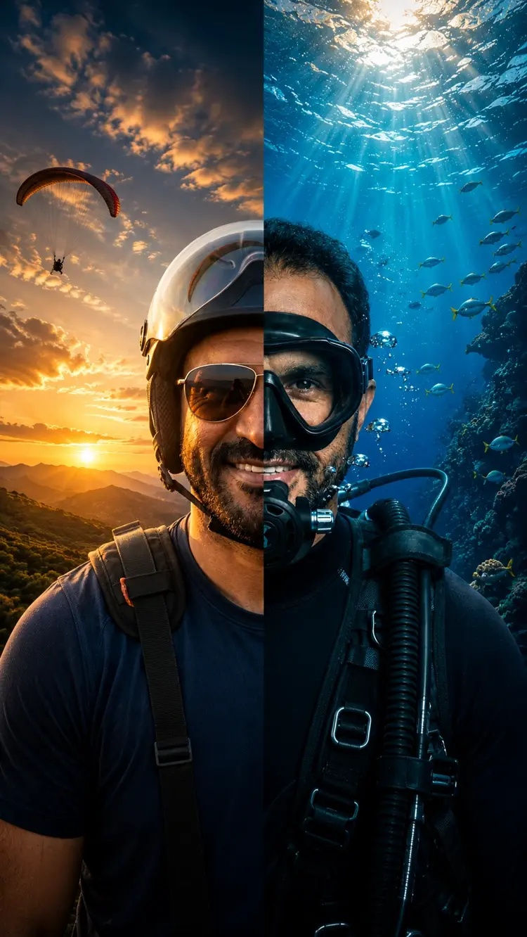 Captain Majed — Certified instructor · Scuba diving + paragliding